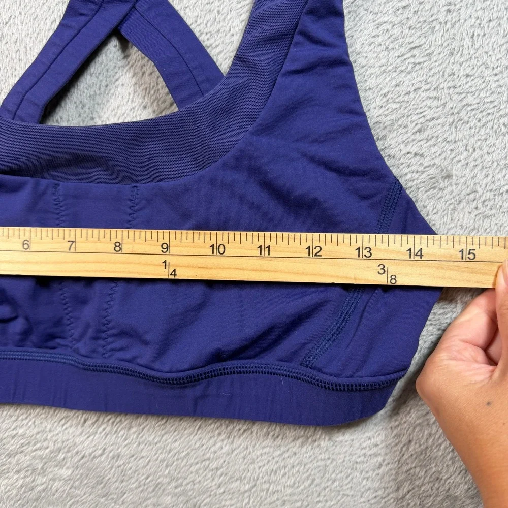 Lululemon Run Stuff Your Bra Women 10 Purple All Sport Bra Cross Front Mesh